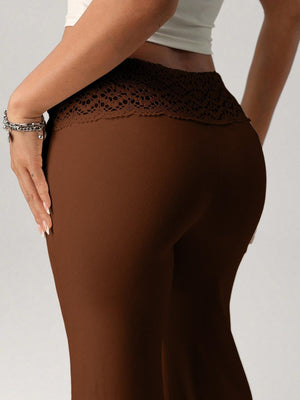 Lace-trimmed Casual Sexy Yoga Flared Pants