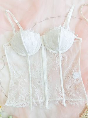 Lace Trim Splicing Mesh Perspective Camisoles