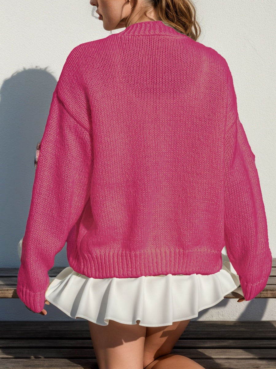 Macaron-colored 3D flowers Cardigans