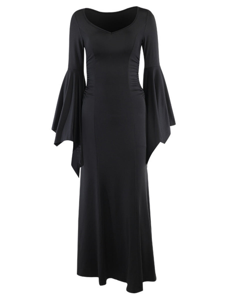 Halloween Batwing Sleeves Slim Fit Black Maxi Dresses