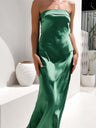 Bandeau Elasticity Backless Knitting Satin Sexy Maxi Dresses