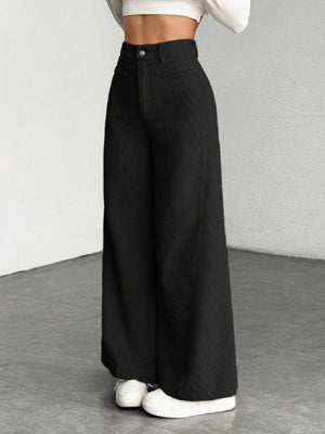 High Waist Loose Slimming Solid Color Wide Leg Pants
