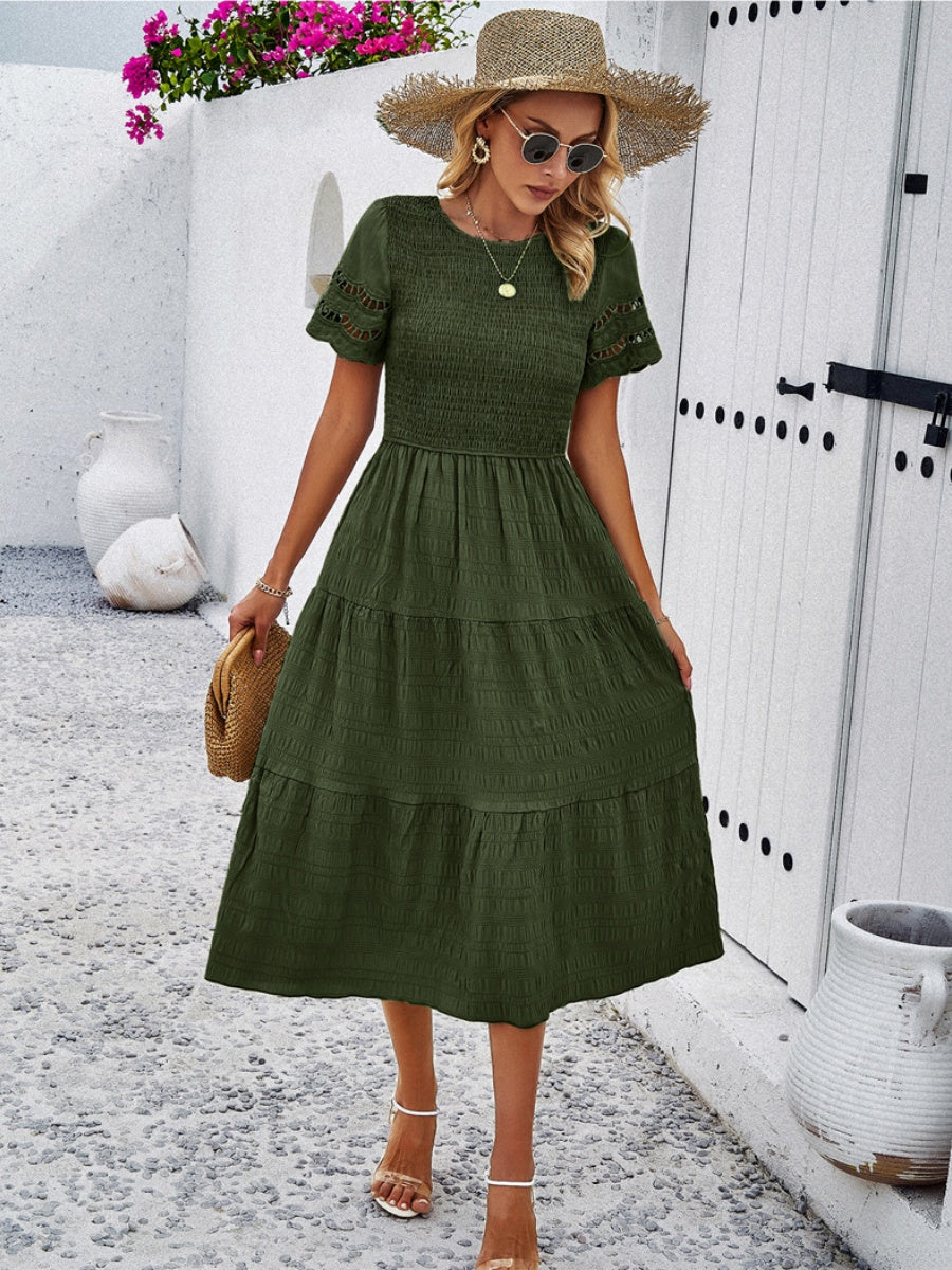 Hollow-out Lace Sleeves, Long Hollow-out Dress