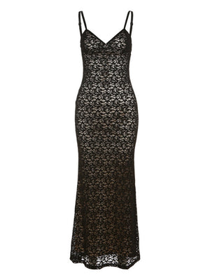 Sexy Lace Halter-neck Low-cut Bodycon Dress