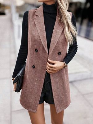 Splicing Herringbone Pattern Suit Sleeveless Vest