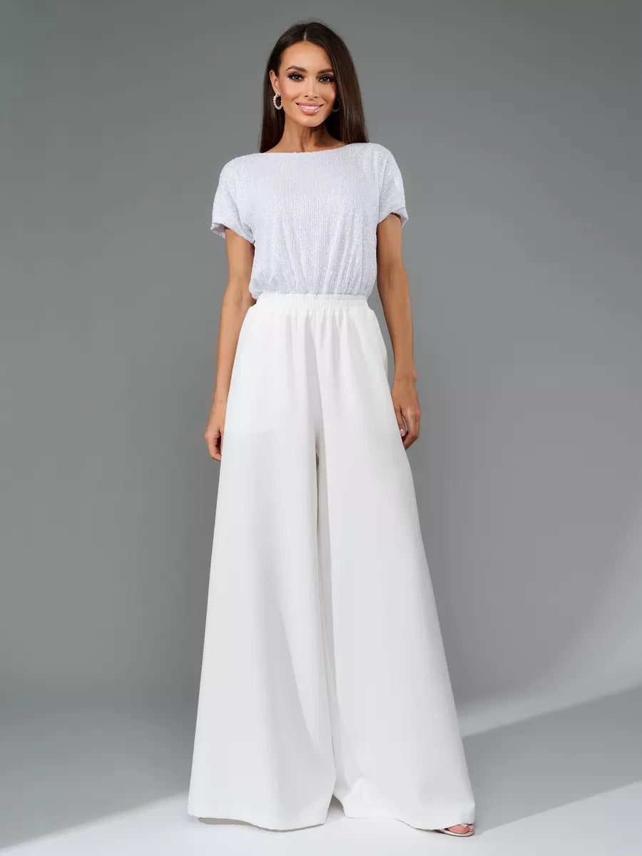 Sequins Short Sleeve Leisure Bodysuit