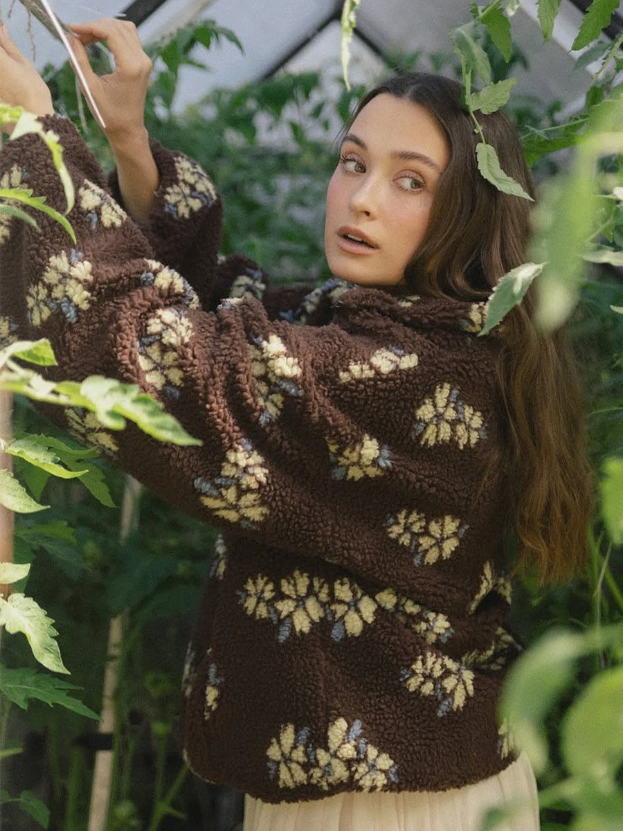Fleece Floral Fashion Warm Fleece Sweatshirt