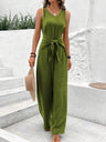 V-neck Wide-leg Sleeveless Twisted Vest Jumpsuit