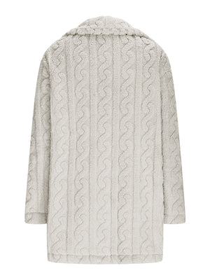 Twist Pattern Geometric Patterns Warm Blazer Collar Double-breasted Mid-length Jacket