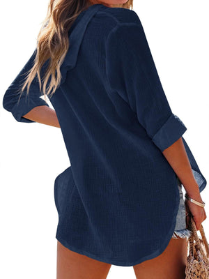 Long-sleeved V-neck Pocket Hoodie