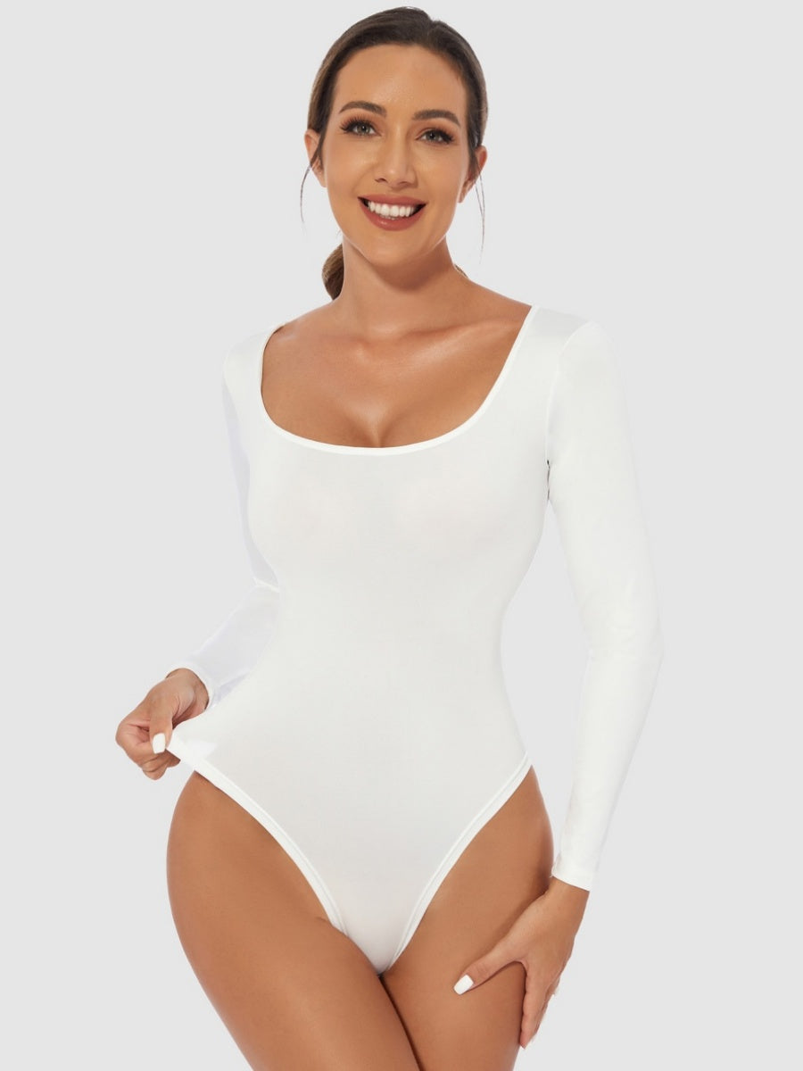 Slim Fit U-neck Long Sleeve Slimming Bodysuit