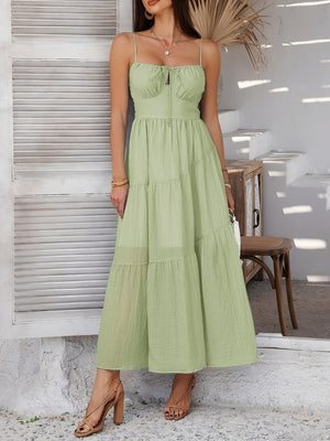 High-waisted Halter Dress With Bow Tie Detailing