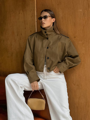 Liber Autumn Women's Buttons Solid Color Trench Coats