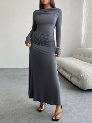 Liber Autumn Women's Solid Color Midi Dresses