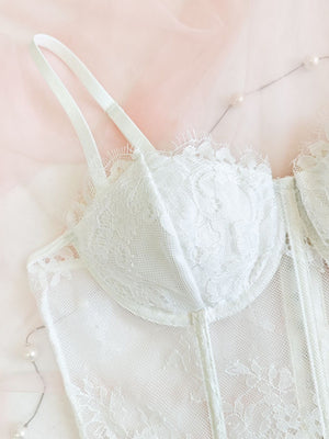 Lace Trim Splicing Mesh Perspective Camisoles