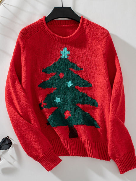Christmas Christmas Tree Hood Crew Neck Loose Sweaters