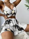 Marble Print Bikini Beach Dress Three-Piece Set