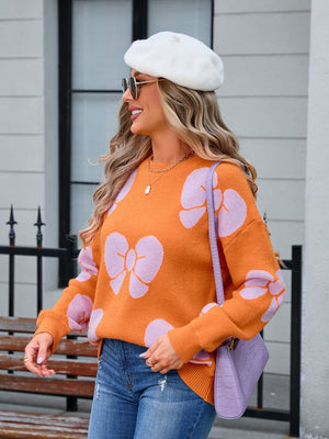 Pull en maille color-block à nœud pour la Saint-Valentin