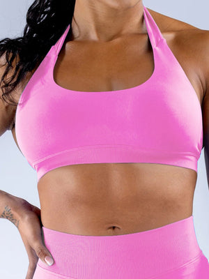 Seamless With Breast Pads Pleated Exercise Yoga Halter Bra Vest