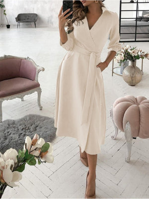 Lace Up Shirts Irregular Printed Maxi Dresses