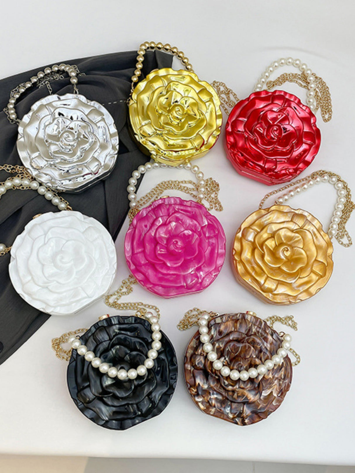Flower-shaped Round Evening Shoulder Bag