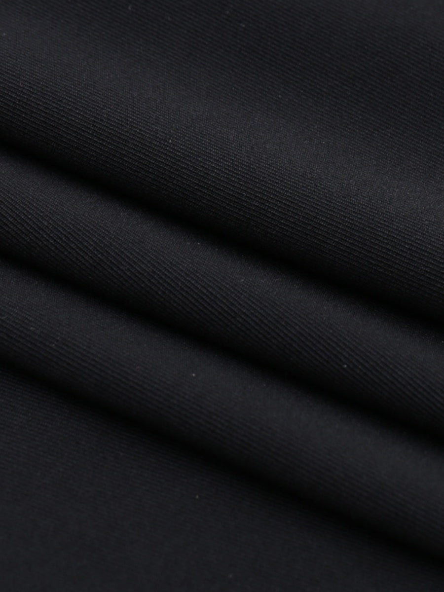 Metal Bandage Hollow Black Slightly Flared Pants