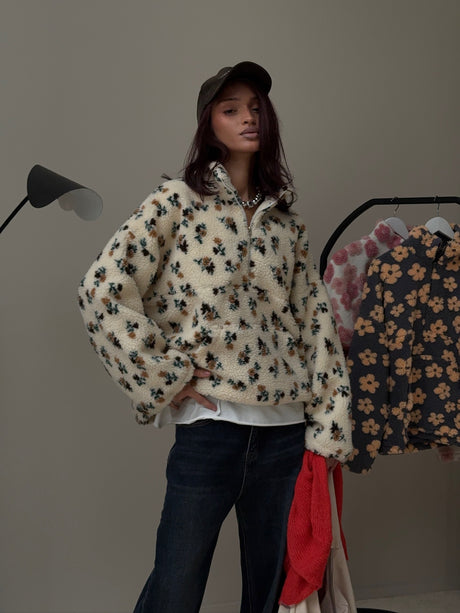 Fleece Floral Fashion Warm Fleece Sweatshirt
