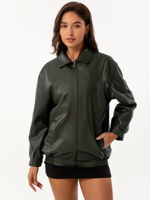 Street Cool Loose Pocket Leather Jacket
