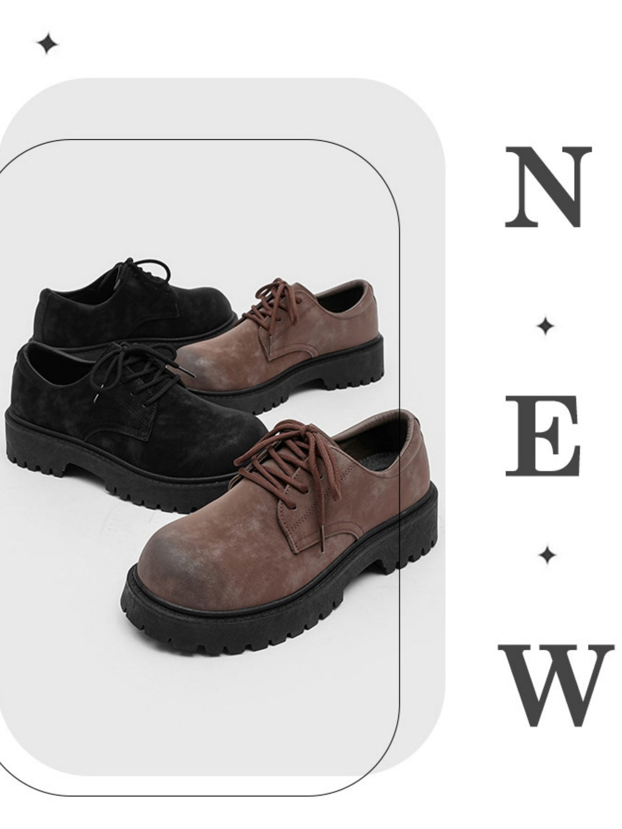 Chaussures Derby à plateforme style rétro vieilli