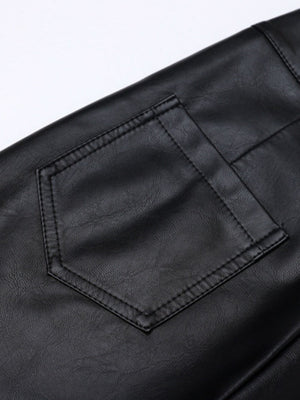 High Waist Slimming PU Leather Straight Pants