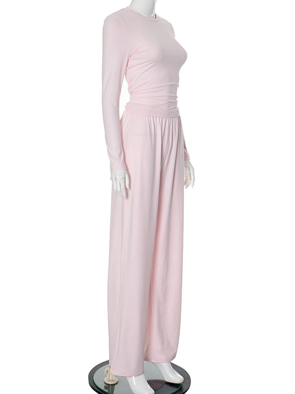 Liber Autumn Women's Splicing Solid Color 2-piece Sets