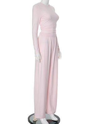 Liber Autumn Women's Splicing Solid Color 2-piece Sets