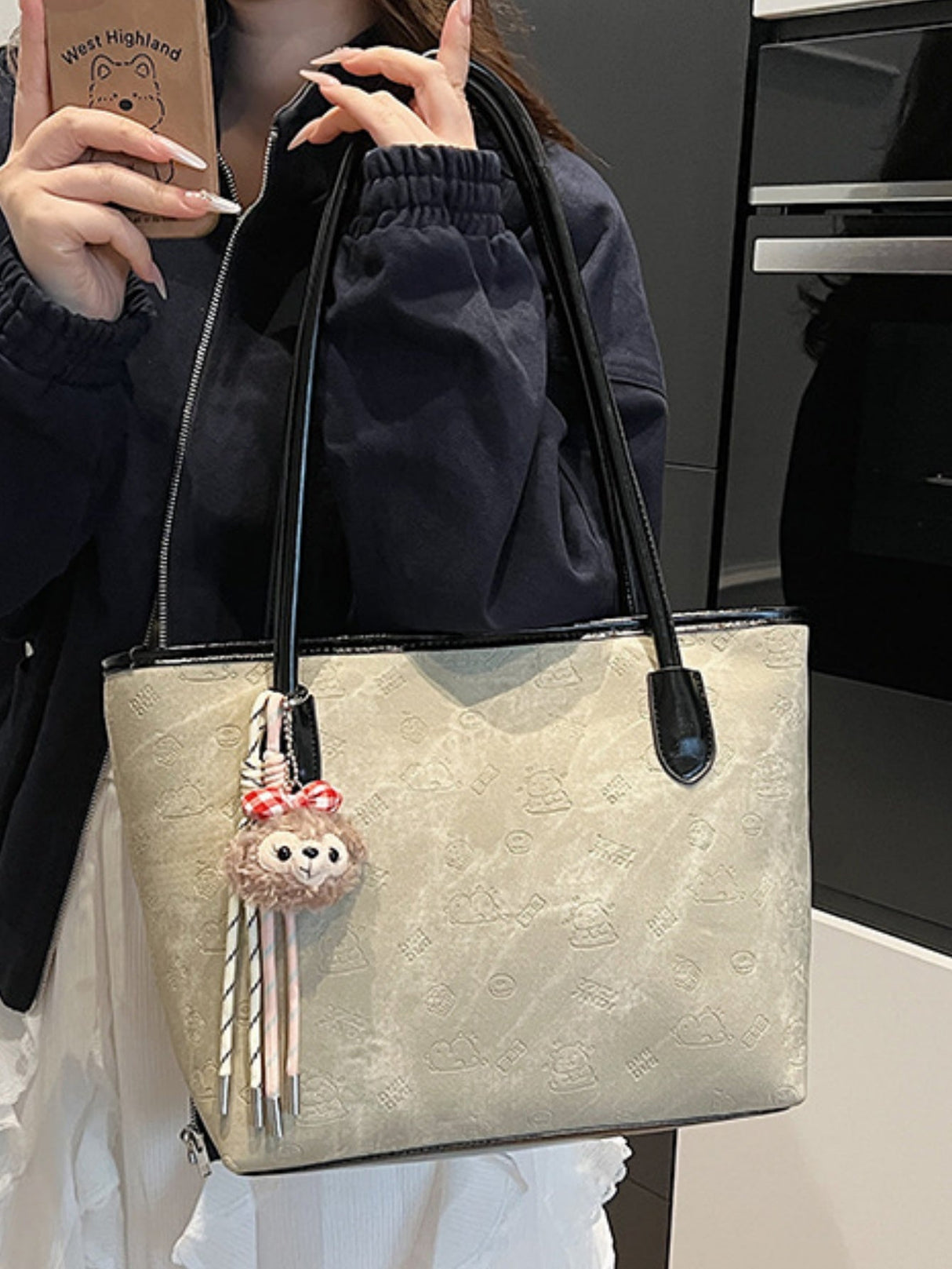 Sac fourre-tout grande capacité à motif color-block en relief