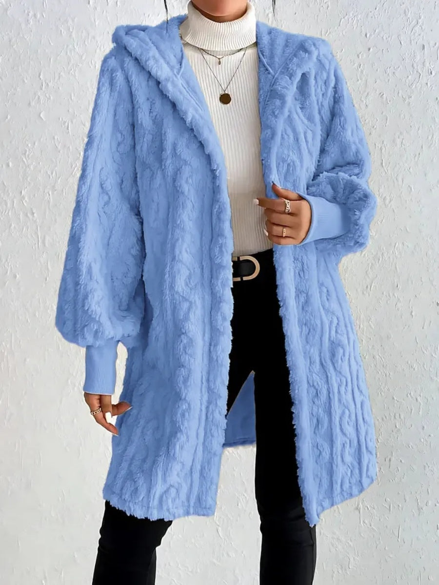Solid Color Long-sleeved Hooded Loose Plush Jackets