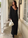 Solid Color Sexy Backless Knitted Hollow-Out Long Dress Bikini Swimsuit Cover-up