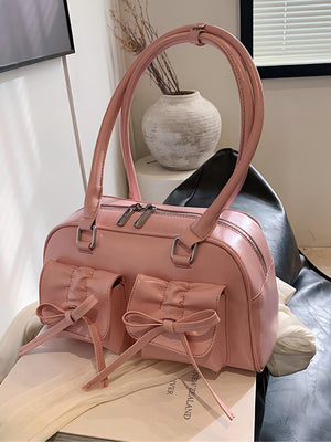 Bow-knot Horizontal Square Zipper Handbag