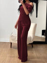 Off-shoulder Short-sleeved Trousers Two-piece Set