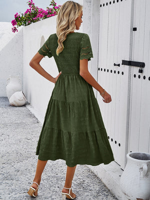 Hollow-out Lace Sleeves, Long Hollow-out Dress