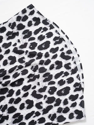 Three-quarter Sleeve Collar Leopard Print T-shirts