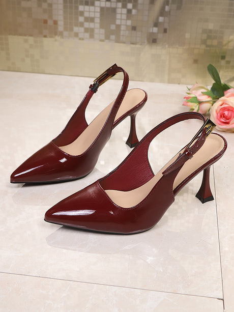 Pointed-toe Open-back High Heels