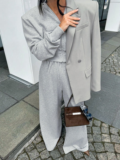 Shoulder Pad Sweatshirts&Hoodies Wide-leg pants 2-piece Sets