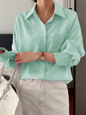 Stripes Buttons Long Sleeves Shirts
