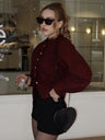 Stand Collar Buttoned Fashionable Short Long-sleeved Jacket Suit Coat