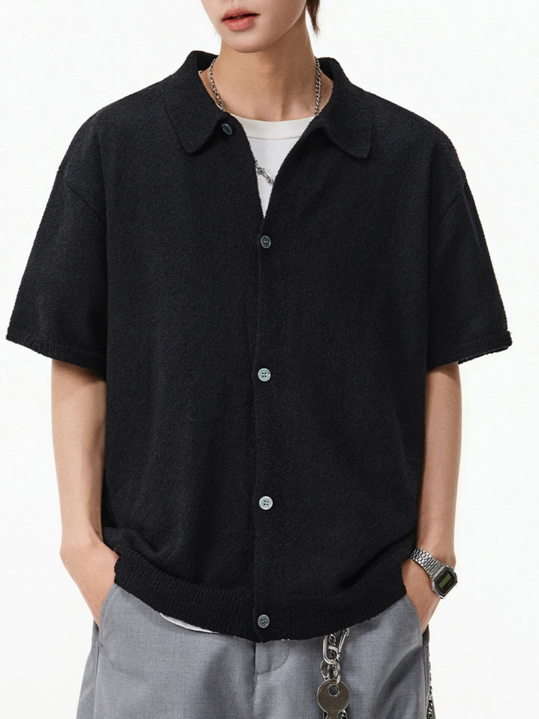 Texture Solid Color Simple Shirts