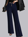 Metal Belt High-waisted Straight-leg Pants Drape Suit Trousers Workplace Pants