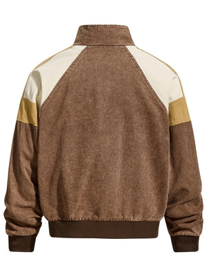 Retro Old Splicing Letter Embroidery Lapel Jackets