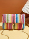 Colorful Straw Crossbody Bag For Vacation