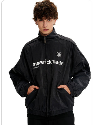 Retro Short And Wide Digital Printing Loose Stand Collar Football Jackets