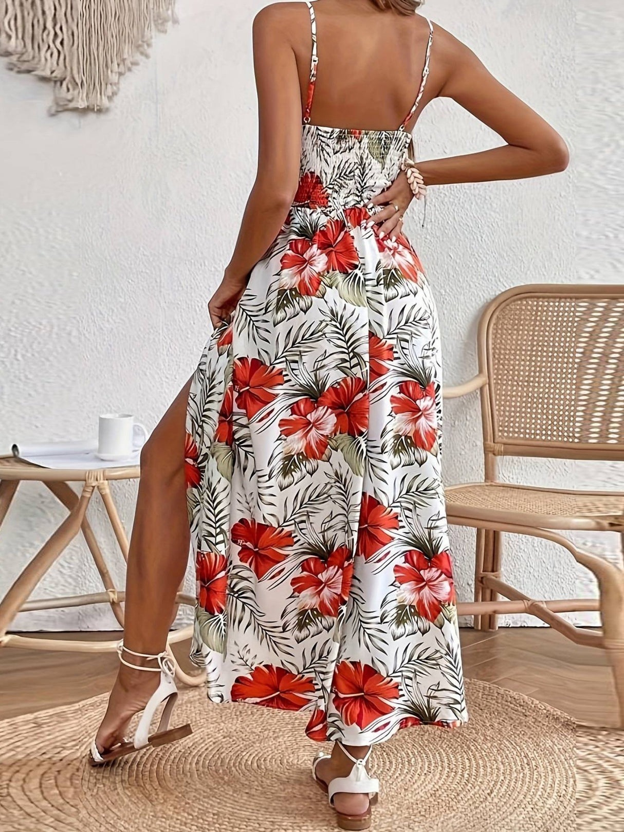 Floral Print Bohemia Chiffon Camisole Maxi Dresses