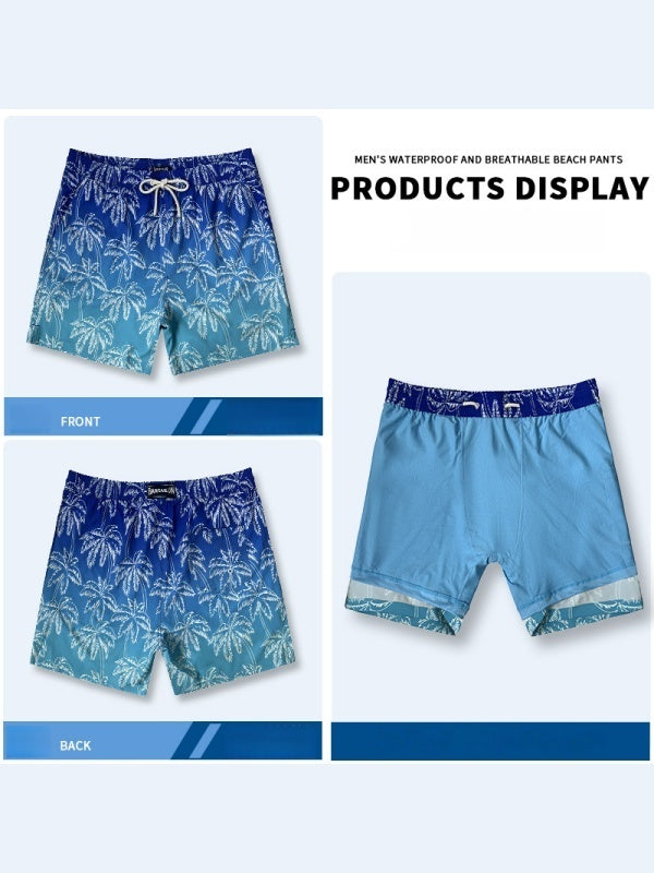Double Layer Printed Quick-drying Water-repellent Beach Shorts